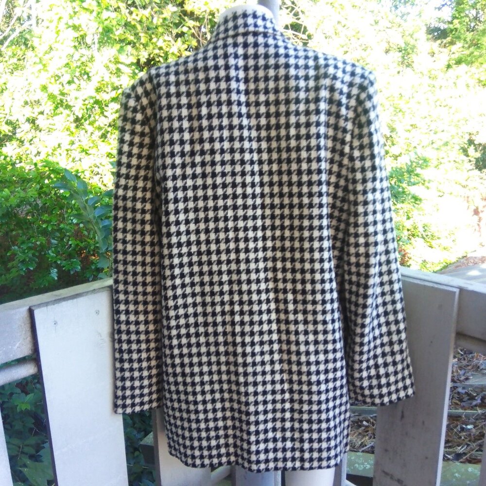 Vintage 80s Retro Houndstooth Oversized Jacket Lapel Blazer Women 14 - Picture 3 of 10